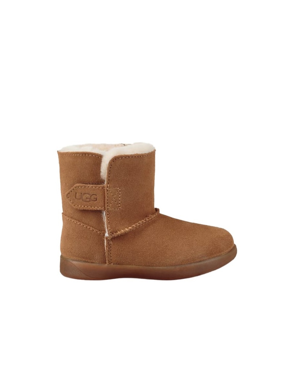 UGG Toddler Size 9C Keelan Chestnut Booties Side Velcro Strap Shearling Warm